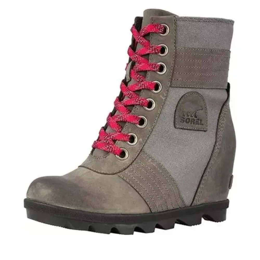 SOREL Women's Lexie Wedge Casual Boots Lt Pas/Gray Size: 10.5